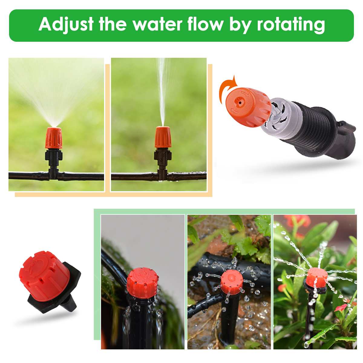40M DIY Hose Drip Irrigation System 360 Degree Adjustable Sprinkler Kit Garden Watering Inserting Ground Micro Flow Dripper