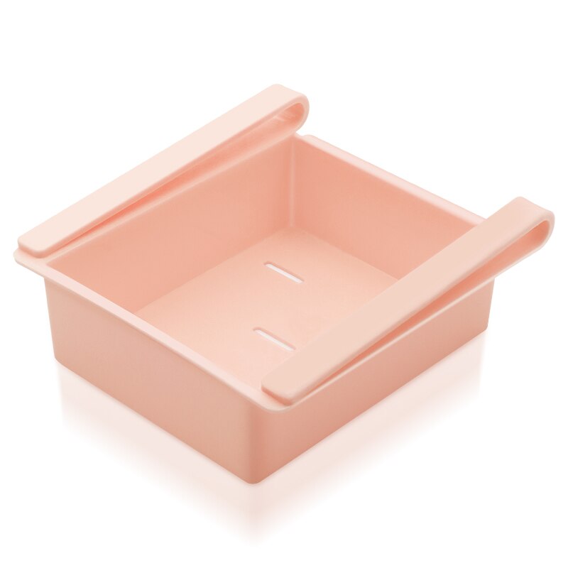 Estante retráctil de almacenamiento para cajón de nevera, estante para congelador, ajustable, extraíble, organizador de almacenamiento de capa espacial: Pink