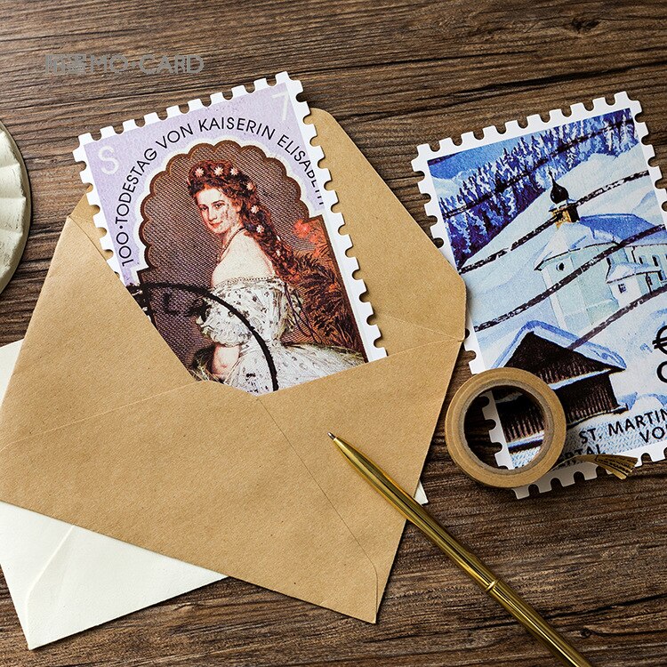 30 Sheets/Set Retro Stamp series Postcard/Greeting Card/Message Card/Birthday Letter Envelope Card