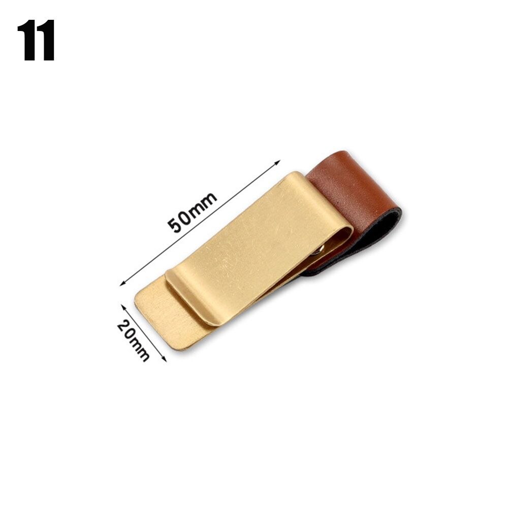 1Pc Metal Leather Brass Pen Holder Stainless Steel Pencil Clip Vintage Dairy Notebook Pen Holder Spiral Loose Leaf Memo Clip: 11 50X20mm