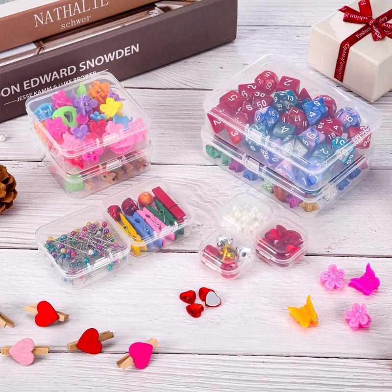 24Pcs Kleine Clear Plastic Kralen Opslag Containers Doos Met Scharnierend Deksel Voor Opslag Van Kleine Artikelen Ambachten Hardware
