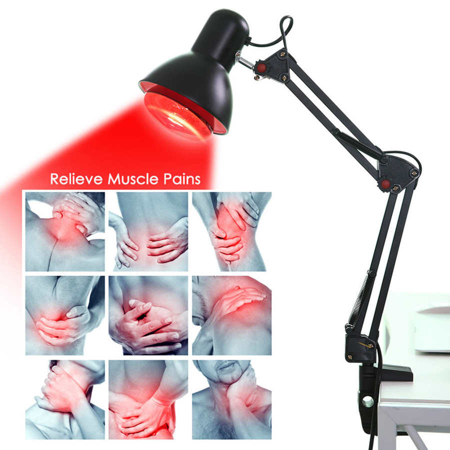 Soporte de suelo Lámpara de fisioterapia de calor infrarrojo Alivio del dolor Acelerar la curación de heridas 180 ° Lámpara ajustable para el cuidado de la salud antiescaldaduras