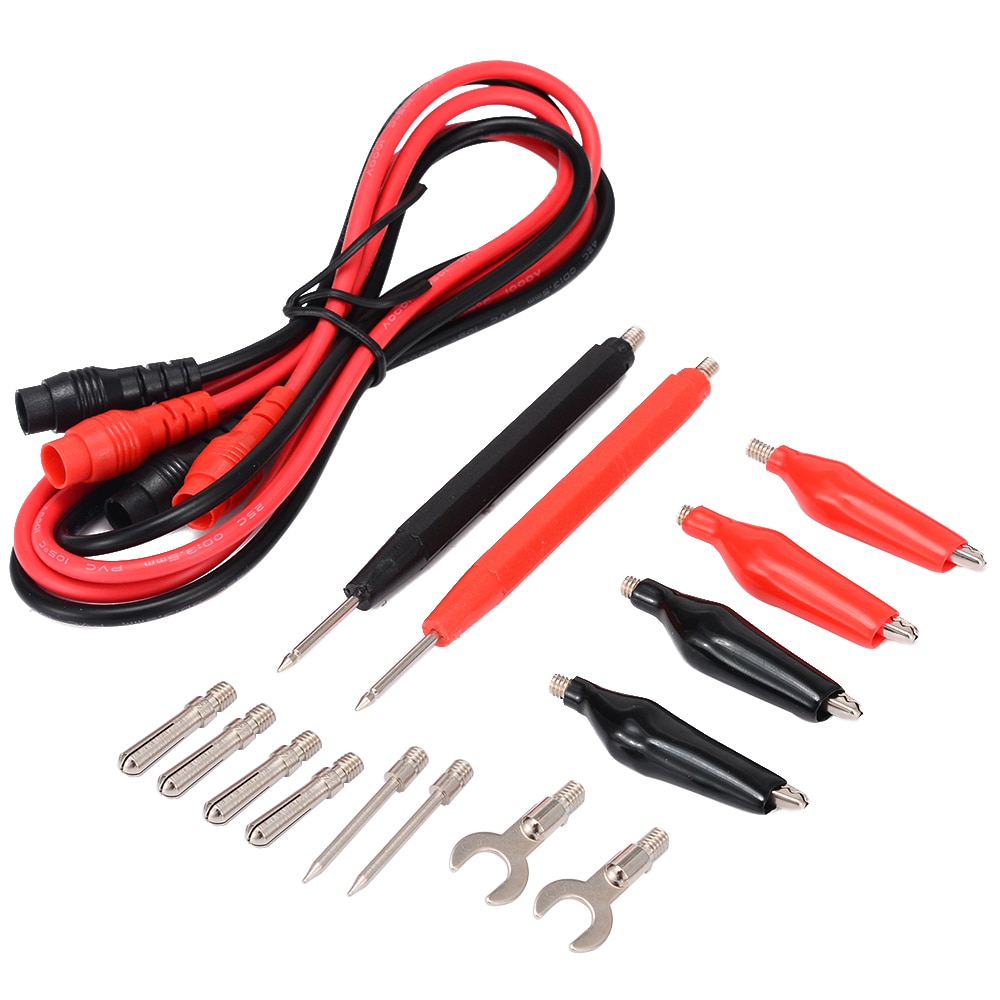 16pcs Multi-function 90cm Digital Multimeter Banana Plug Probe Test Lead Cable Alligator Clips Assortment Kit for Testing Tool
