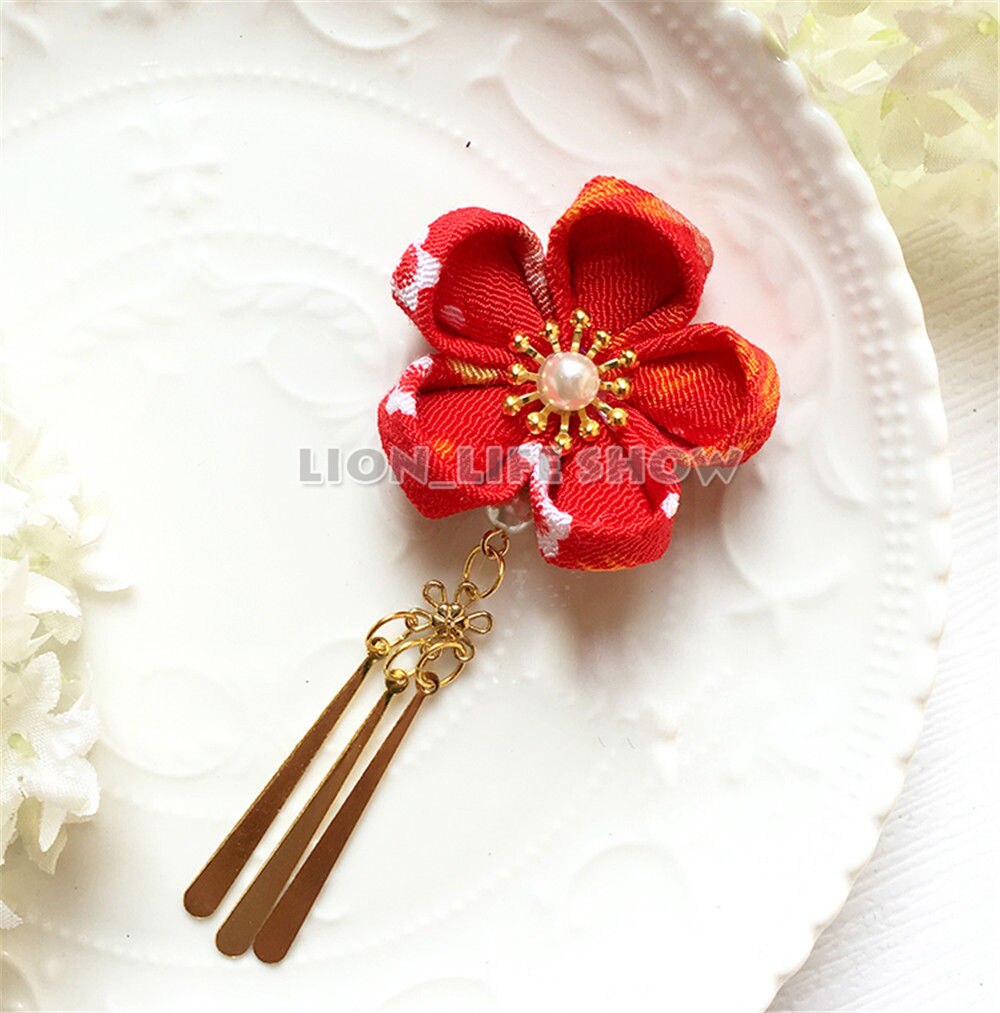 Kimono tradicional japonés Yukata flor tocado horquilla con flecos