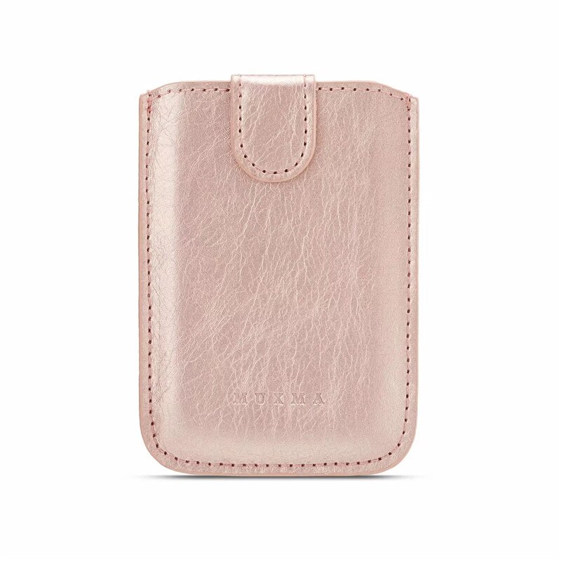 Portefeuille en cuir synthétique polyuréthane de luxe pochette de téléphone sac de crédit porte-carte autocollant de poche pour téléphone portable femmes hommes or Rose/or/noir: Rose Gold