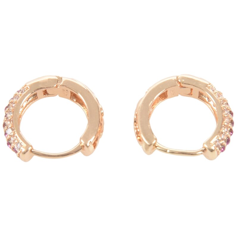 CZ Stone Hoop Earrings for Women Gold plated Piercing Jewelry -Gold