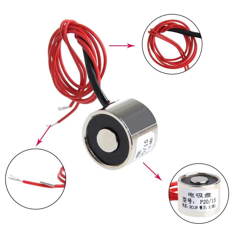 Hållmagnet elektrisk  p20 / 15 lyft 2.5 kg elektromagnetmagnet  dc 12 v