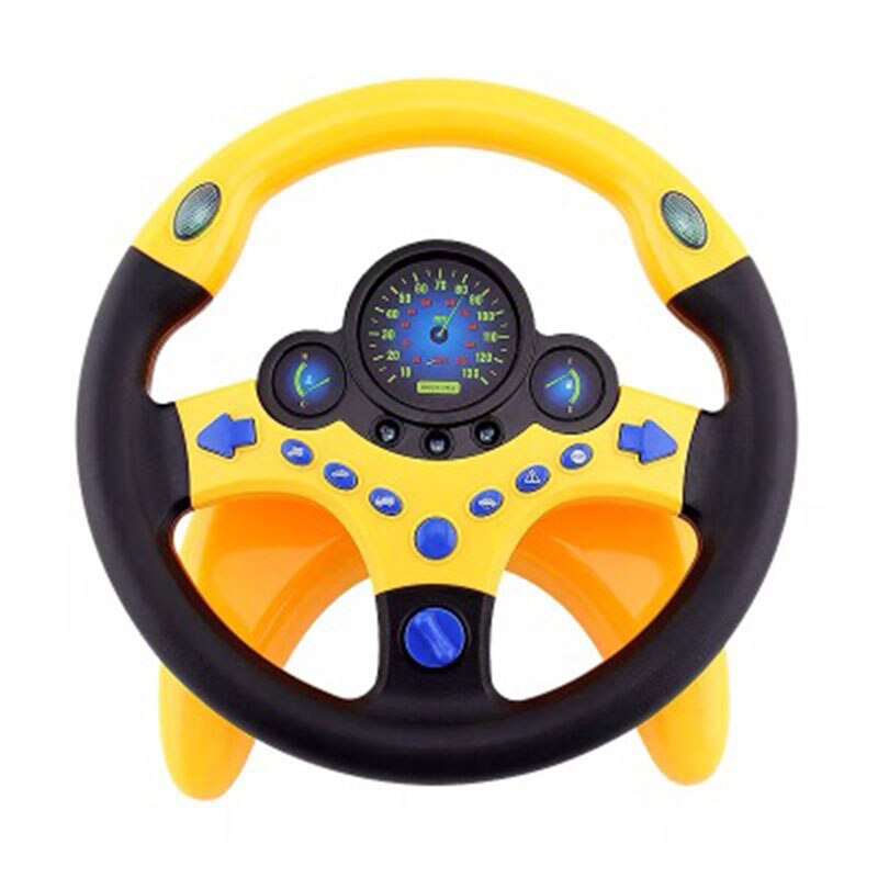 Electronic Steering Wheel Toy with Light Simulation Car Driving Sound Steering Wheel Kids Children Music Educational Toys: Yellow