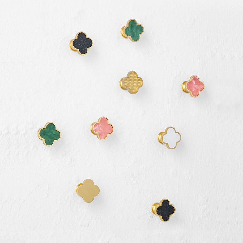 Klavertje Vier Messing Deurknoppen En Handgrepen Voor Keukenkast Kast Europese Meubels Schuifladegrepen Pulls Groen