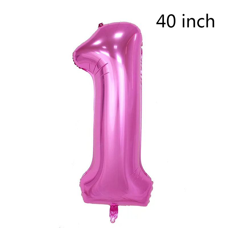 Ballons pour bébé 1 premier anniversaire | Ballon pour fille et garçon de 1 an, ballons avec numéros à feuille d'aluminium, décoration de fête pour enfants, de fête: 40inch pure pink 1