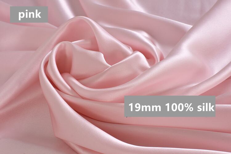 Silkestof 19mm bredde 114cm 100%  mulberry silke flerfarvet almindelig farvet silke kjole stof silke sengetøj tørklæde  ls1801: Lyserød