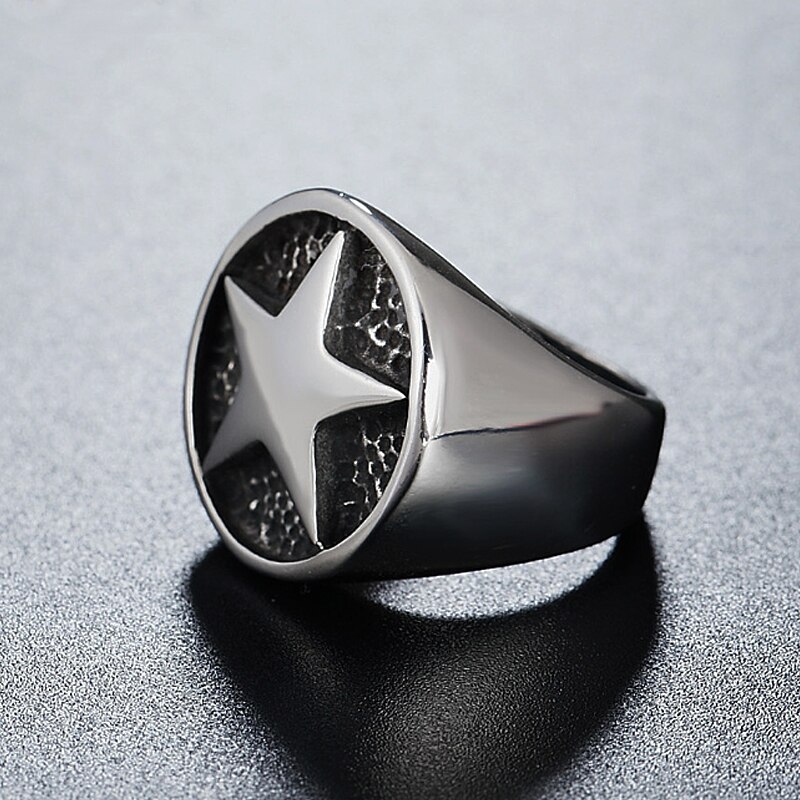 Mode Lucky Star Signet Ring Voor Mannen En Vrouwen Klassieke Vijfhoek Sterren Rvs Biker Ring Talisman Goede Lucky Sieraden