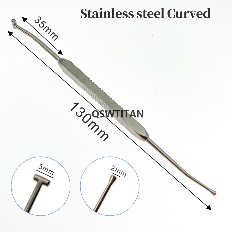 Stainless steel /Titanium Double-ended Scleral Depressor with pocket clip ophthalmic surgical instruments: Curved-SS