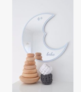 Bricolage chambre d'enfants miroirs muraux décoratifs acrylique décor à la maison cadre en bois pépinière mignon dessin animé miroir Stickers muraux: Blue moon