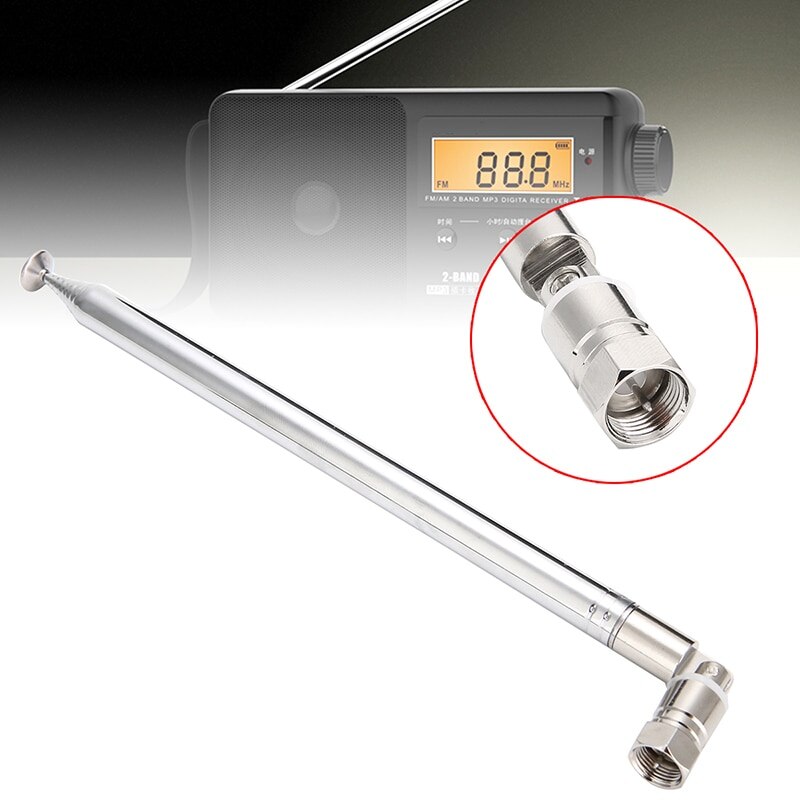 Telescopic Aerial Antenna 1.2m 10 Section Extendable Universal Radio DAB/FM Antenna Receiver Replacement for FM Radio TV