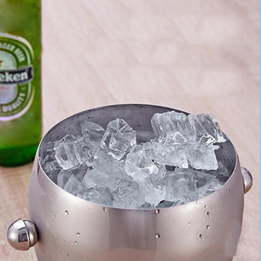 1L Stainless Steel Ice Bucket Bar Red Wine Ice Barrel Beer Keg With Lid Handle For Wine Champagne Bar KTVs