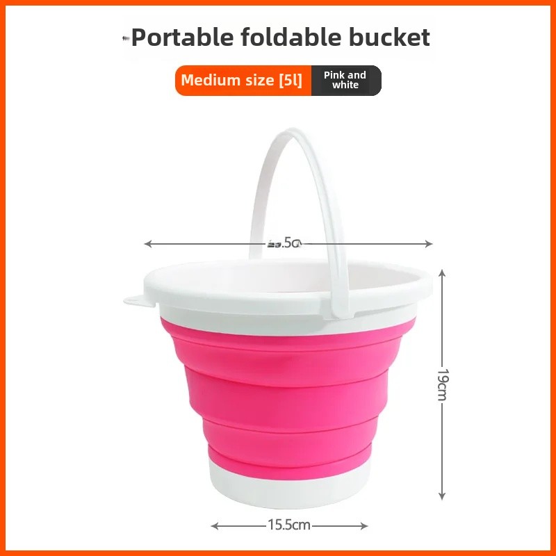 Portable Foldable Multi-Function Bucket Car Travel Fishing Pen Washing Basin Outdoor Use Collapsible Water Container Home Goods: VIOLET/紫罗兰