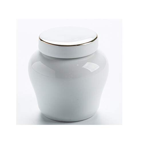 Mini-kremering urner til aske begravelsesurner til menneskelig aske lille keramik håndmalet display gravurne derhjemme: Hvid -1