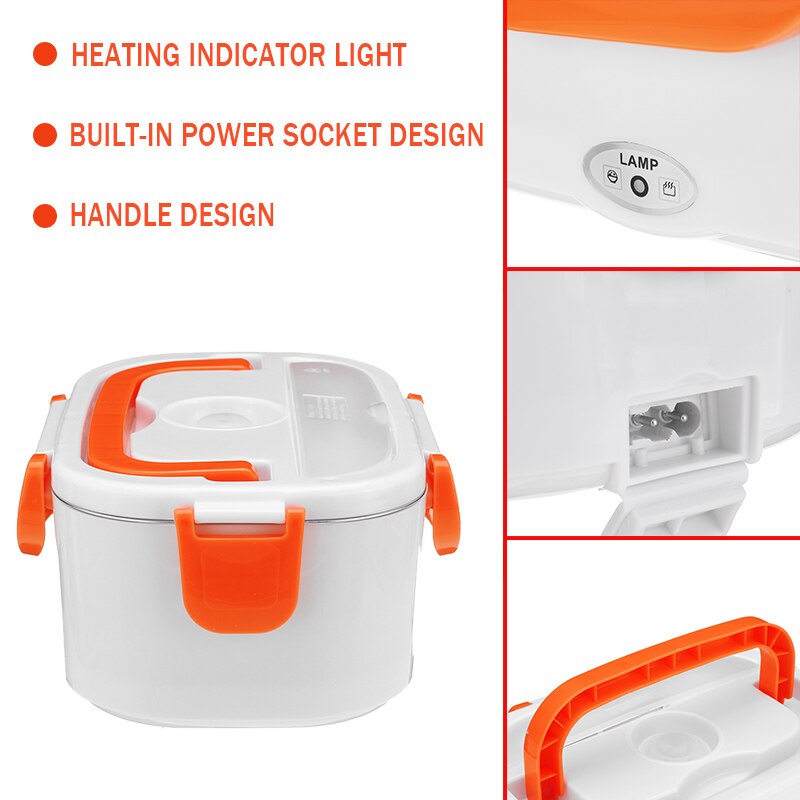 12v 110v/220v elektrische verwarmde lunchbox, draagbaar, 2 in 1 auto bentoboxen, roestvrijstalen elektrische verwarmde voedselcontainer