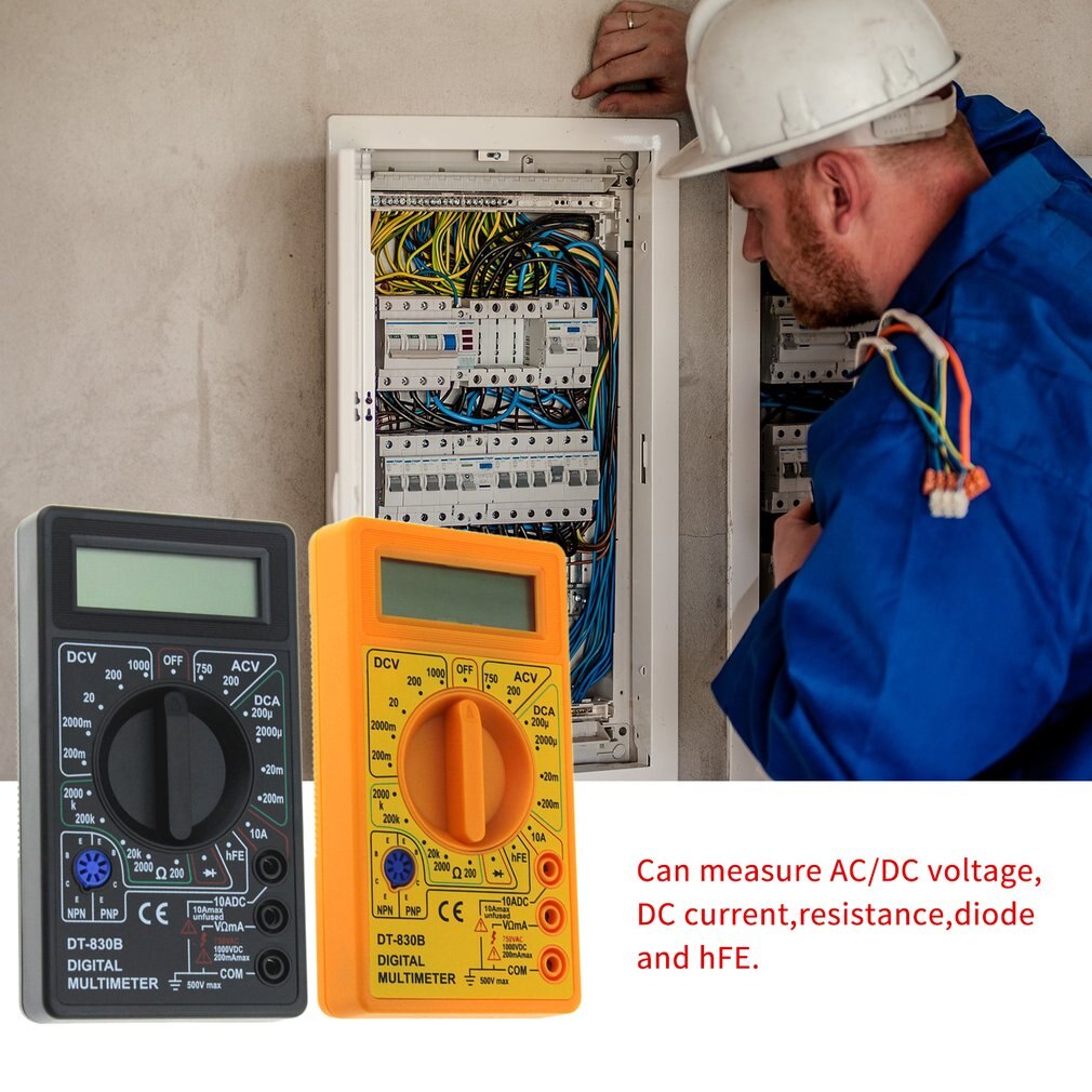Universal DT-830B Mini Pocket Digital Multimeter 1999 Counts AC-D/C Volt Amp Ohm Diode hFE Tester Ammeter Voltmeter Ohmmeter