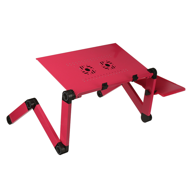Portable Aluminum Folding Computer Desk Notebook Desk Laptop Stand Lapdesk For TV Bed Sofa Notebook Table With Mouse Pad: White Double Fans