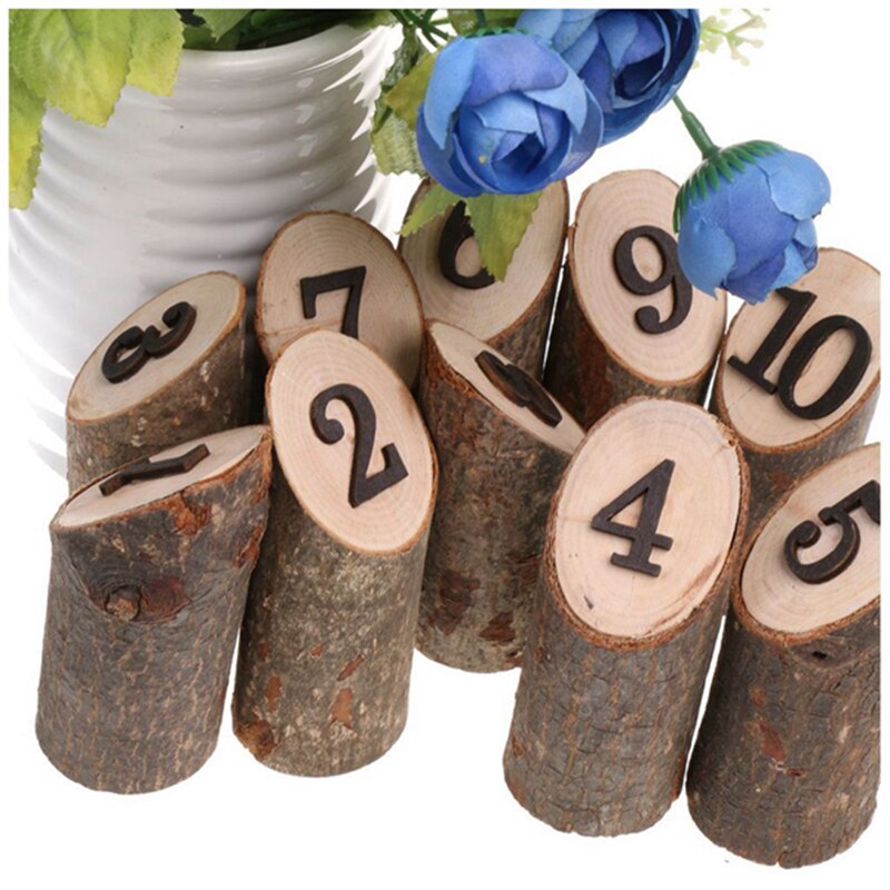 1-10 Wooden Table Numbers & 1-10 Numbers Wooden Hanging Table Cards Place Holder Table Number Figure Card Digital Seat