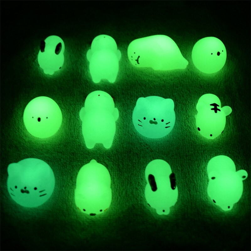 Spongy Squishy Mochi Fidget Toys Kawaii Animal Squeeze Cure Fun Anti-Stress Glowing FluorescentKid Toy