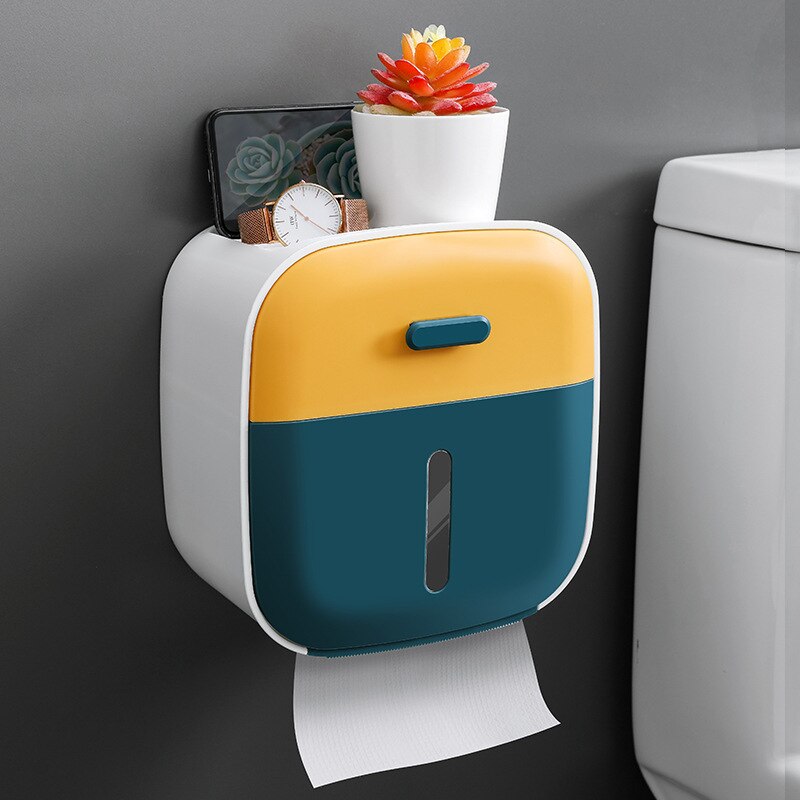 Muur Gemonteerde Toiletrolhouder Dragende Toiletpapier Dispenser Waterdichte Papier Opslag Thuis Badkamer Accessoires: Deep Blue