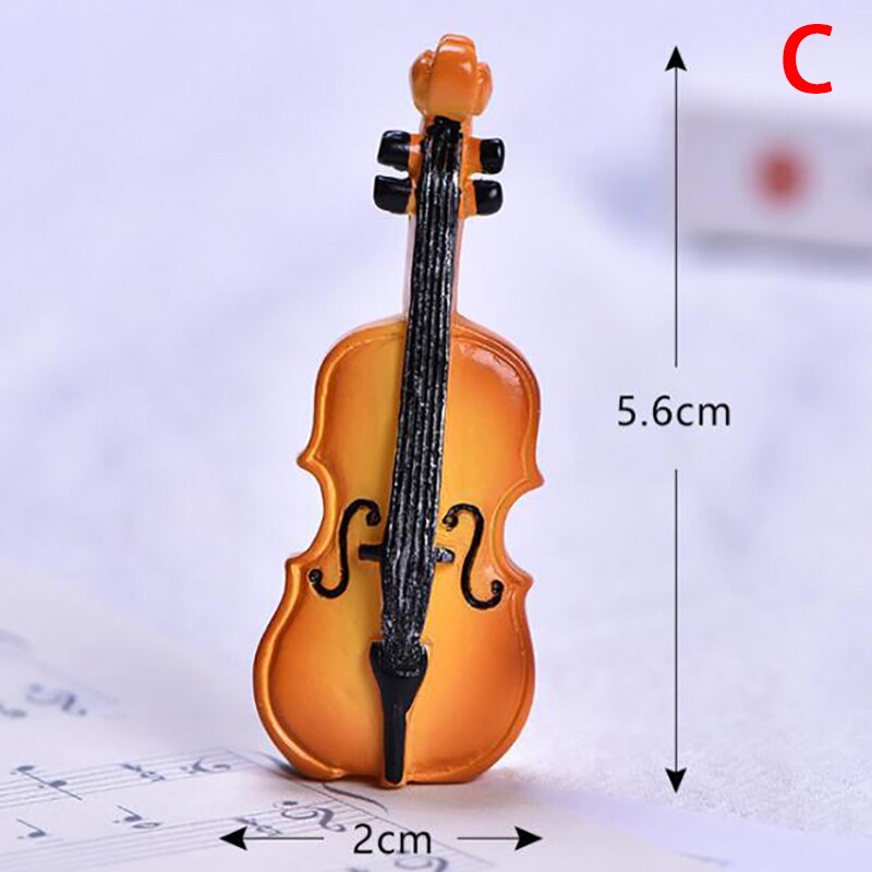 Miniature Music Instrument Resin Mini Violin Dollhouse Decorative Ornaments Crafts DIY Home Music House Bar Furniture Toys: C