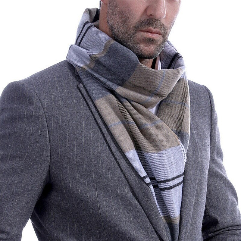 Scarf Mens Fine Thermal Tartan Scarves Winter Warm Soft Shawl Business Check Plaid Neck Wraps 190cm Long Scarf