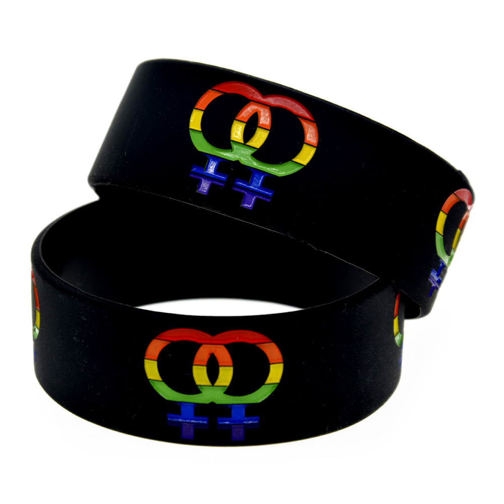 Obh 25Pcs Gay Pride Vrouwelijke Geslacht Symbool Silicone Rubber Armband Een Inch Breed