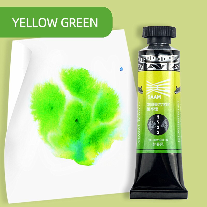 Super vision akvarel pigment, lagdelt farve akvarel maling 15ml,  kunstners akvarel maling 10 farver: Gul grøn
