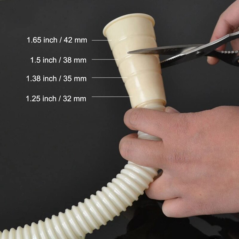 Washing Machine Drain Hose 2-Piece Set, Drainage Pipe Extension Kit Fit All Drain Hose ,with 1 Hose Clamp