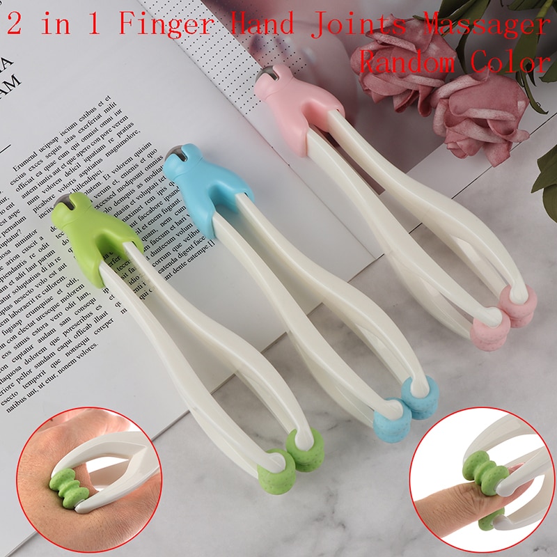 Willekeurige kleur 2 in 1 massage dubbele rollen rollende vinger handgewrichten massager anti-cellulitis