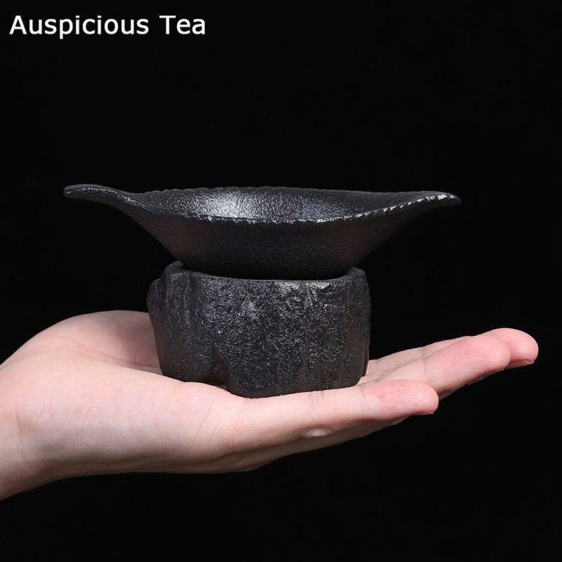 Coarse Ceramic Tea Leakage Tea Filter Tea Separation Filter Black Ceramic Kung Fu Tea Set Tea Ceremony Accessories