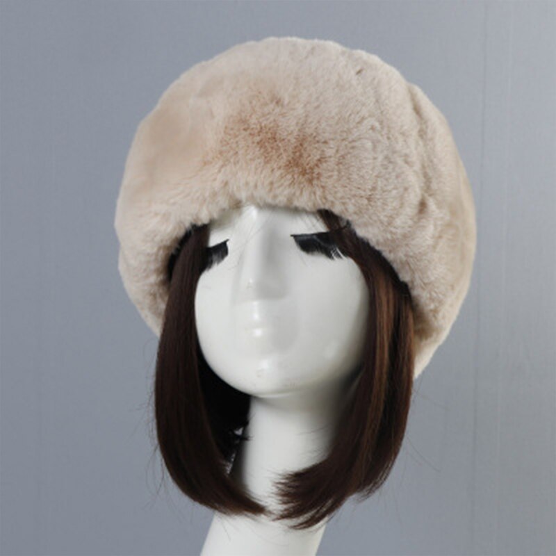 Dameshoed winter imitatiebont warmer hoeden dikke, zachte, lege top russische muts herfst oorwarmer outdoor skimutsen zacht