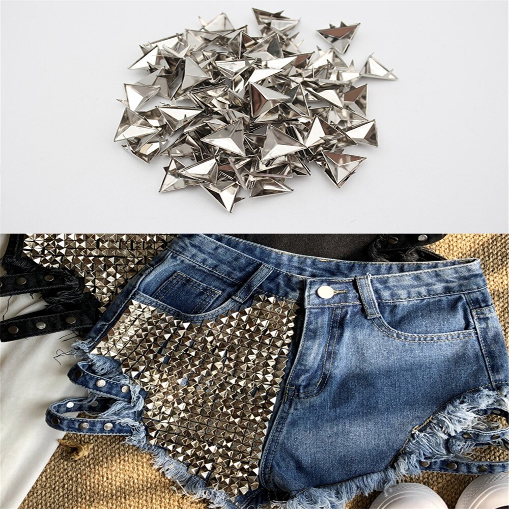 100 Stks/partij Punk Rock 15Mm Zilveren Driehoek Klinknagels Spike Studs Bag Belt Leathercraft Kleding Diy Accessoires Craft