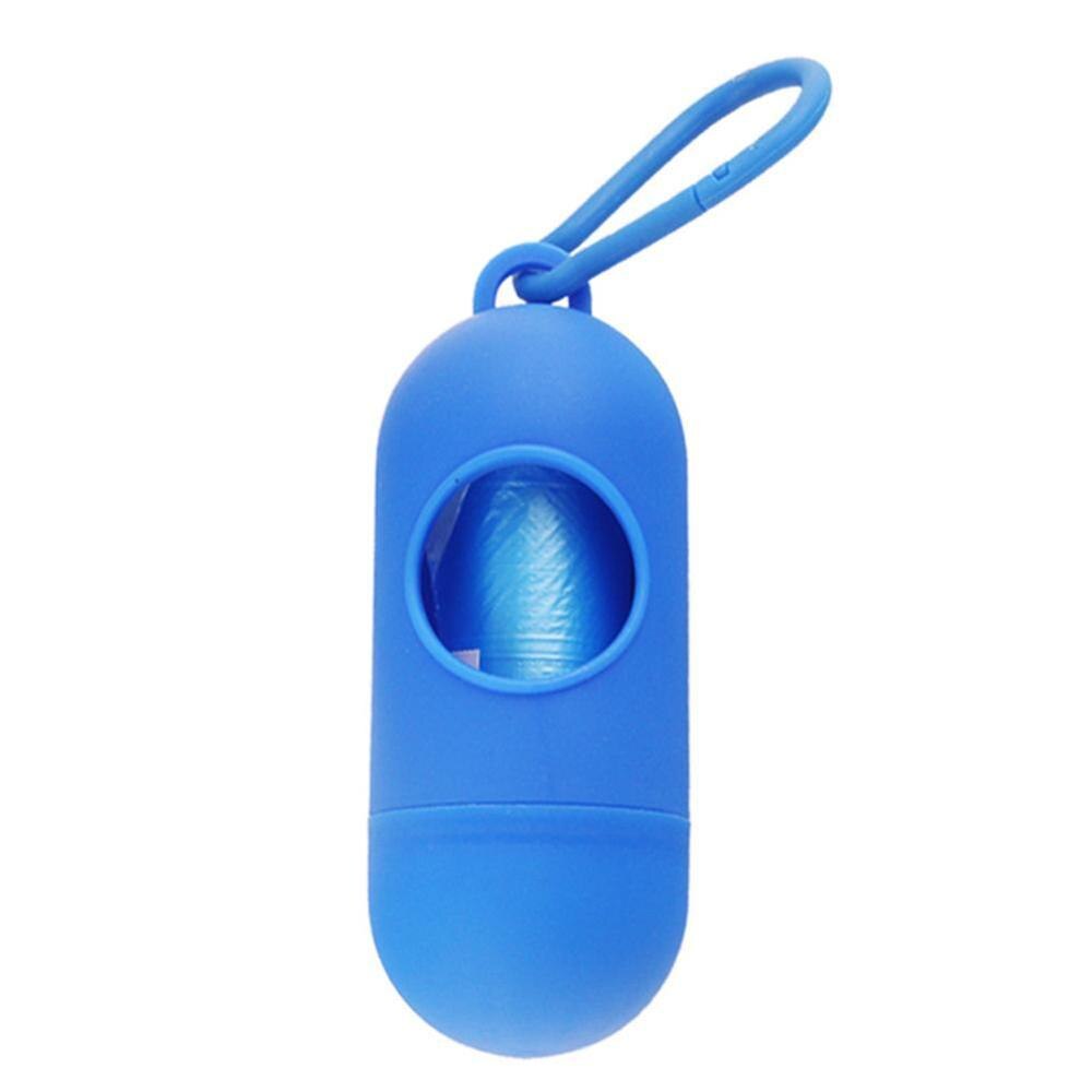 Poepzakdispenser voor honden, hondenpoepzakdispenser, siliconen, met karabijnhaak en 1 rol hondenzak, voor buiten, dieren, afval