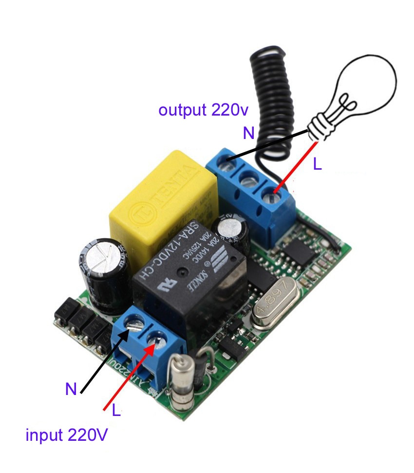 Most Simple Wiring AC 220 V 1CH Wireless Remote Control Switch System Receiver & Wall Panel Sticky Remote Controller