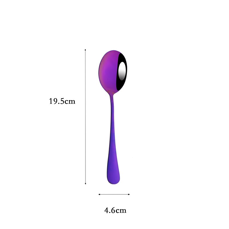 Purple Stainless Steel Dinnerware Set Soup Spoon Colander Spoon Service Spoon Salad Fork Cake Spatula Set Baking Accessories: 1Pc Salad Spoon
