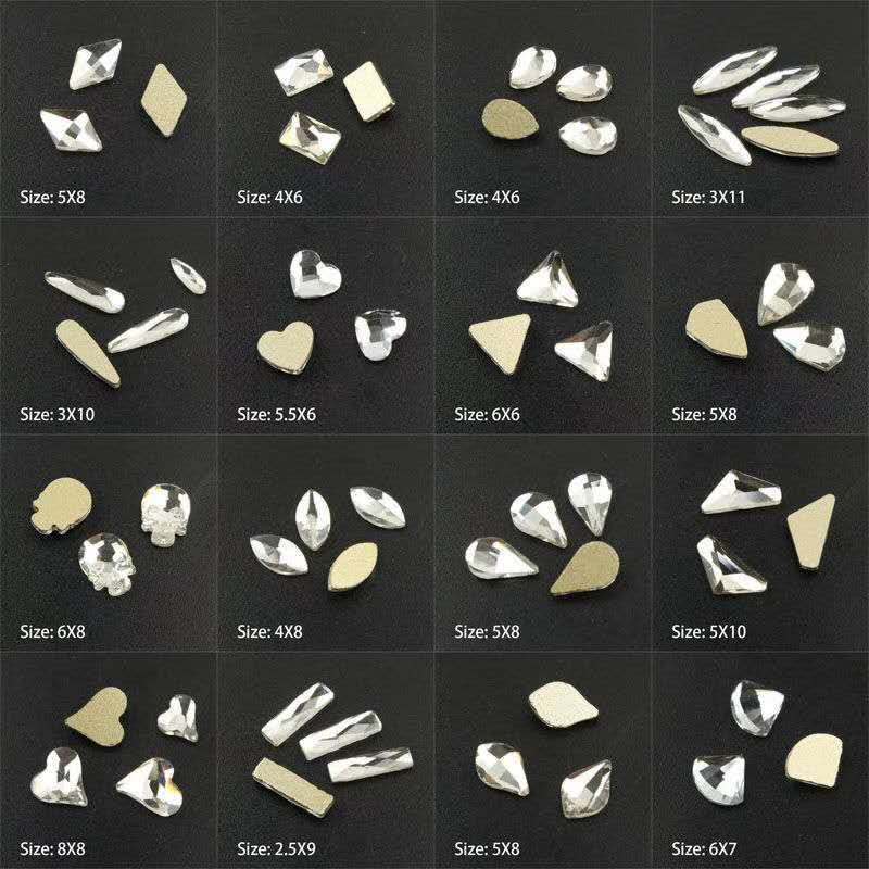 16 Stijl S/L-Steentjes, Speciale Vormige Non Fix Steentjes, 20Pcs Plaksteen, crystal Clear Nail Art Rhinestones