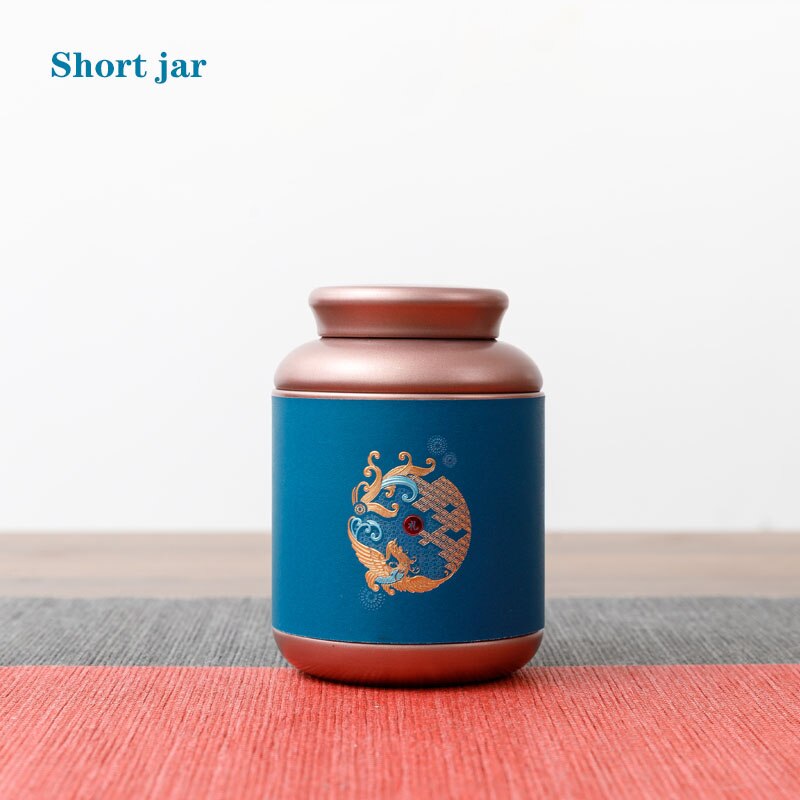 Contenedor sellado de Metal para el hogar, contenedor cilíndrico de Color sólido Universal para té y café, Chocolate, lata de Metal, caja de de almacenamiento: Short jar blue