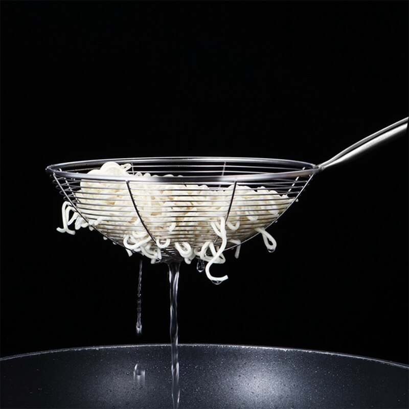 1 Pcs Stainless Steel Wooden Handle Spider Web Strainer Colander Ladle Skimmer Slotted Spoon Kitchen Cooking Tools