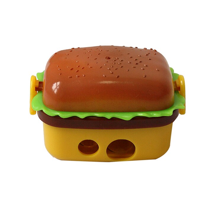2 agujeros hamburguesa lápiz borrador sacapuntas novedad niños herramientas de aprendizaje
