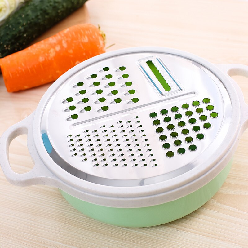 Langs 4 in 1 grøntsag frugt kartoffel pålæg rivejern skærer rustfri stål blade veggie hakker