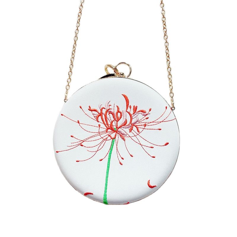 Avondtasje voor dames, clutch met kristallen bloemenborduursel en gouden ketting, leren tas voor diner en feest,  mn1405 stuks