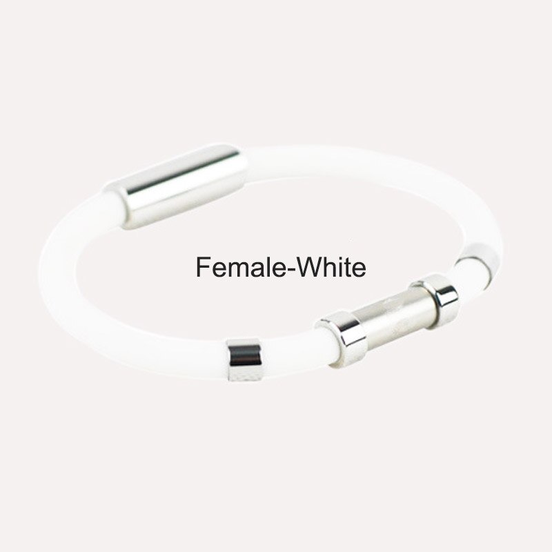 Pulsera antiestática de gel de sílice de iones negativos para hombre y mujer, brazalete deportivo para actividades al aire libre, banda de seguridad para el trabajo, elimina la estática: women white