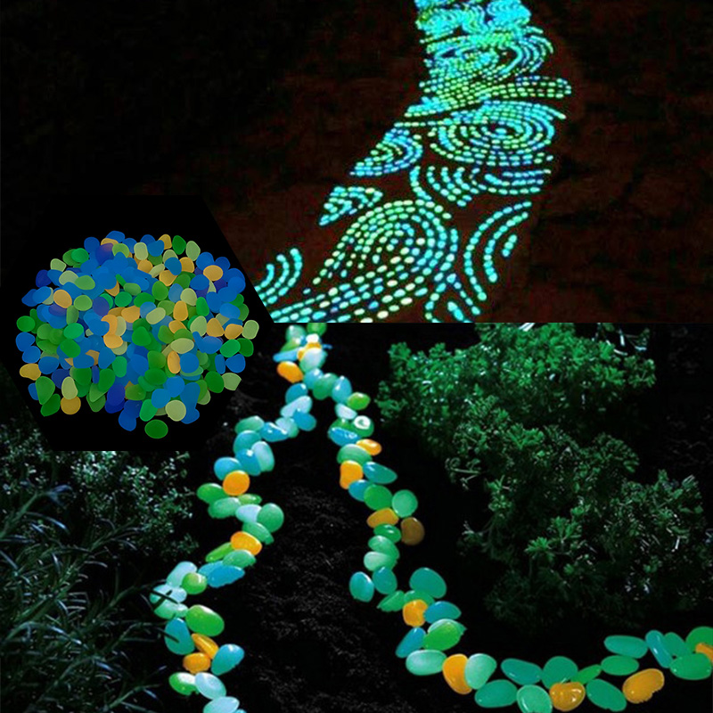 25/50Pcs ornamenti da giardino pietre luminose ciottoli fluorescenti Glow In The Dark Rocks per acquario esterno Home Fish Tank Decor