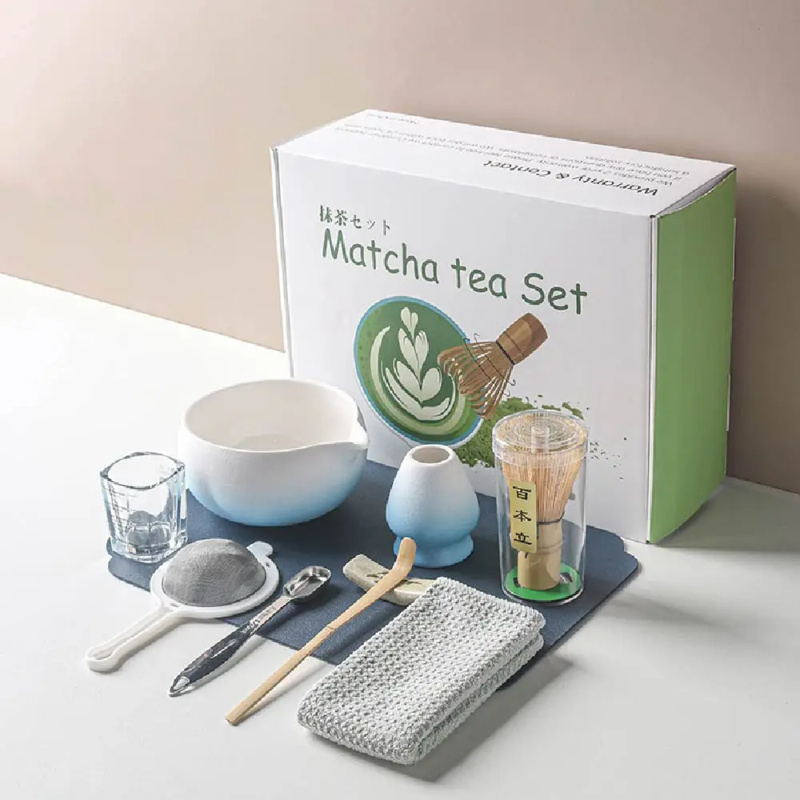Kit Matcha service à thé, fouet et bol avec bec et cuillère à mesurer, support de fouet en céramique, outils de préparation du thé Matcha japonais