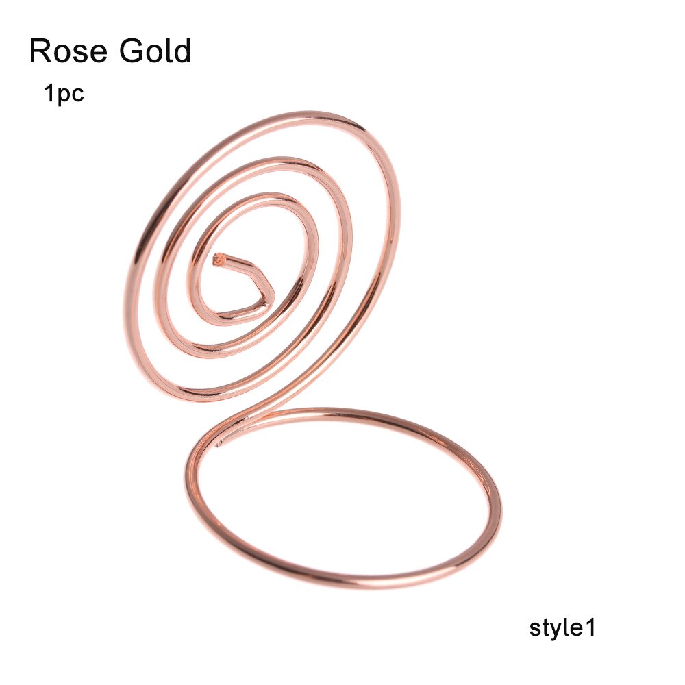 2 stuks metalen, coole plaatskaarthouder voor bruiloften, feest, bureaudecoratie, romantische hartvormige ring, fotoclip, tafelnummerstandaard: Stijl 1- roségoud